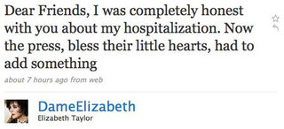 Illustration for article titled Elizabeth Taylor Accuses Media Of Lying About Her Health Issues